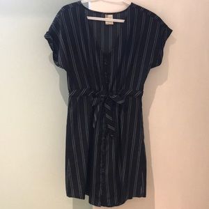 NWOT Black striped button down dress